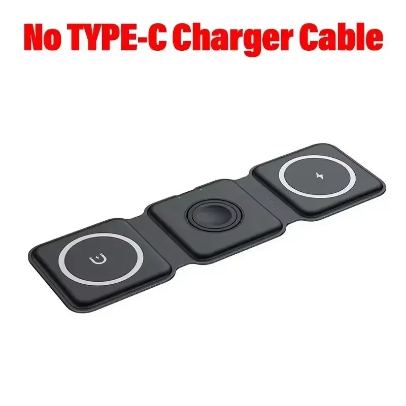 3 in 1 Magnetic Wireless Charger Dock Stand for Magsafe Iphone 16 15 14 13 12 Pro Max Apple Watch 10 9 8 7 Airpods Fast Charging