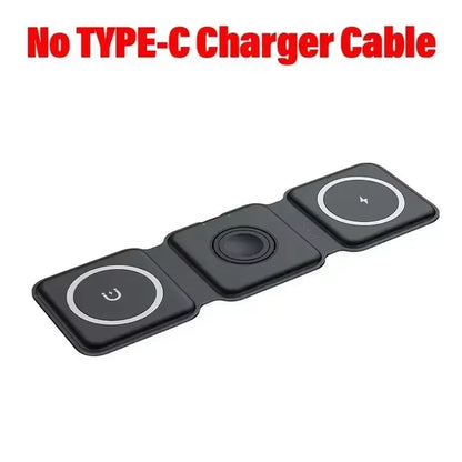 3 in 1 Magnetic Wireless Charger Dock Stand for Magsafe Iphone 16 15 14 13 12 Pro Max Apple Watch 10 9 8 7 Airpods Fast Charging