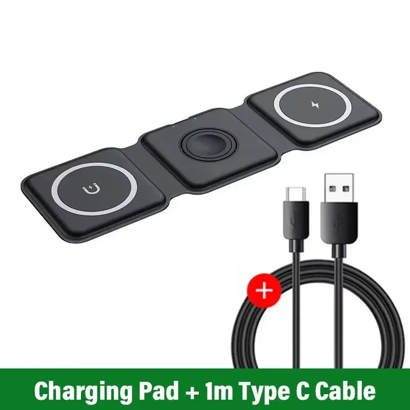 3 in 1 Magnetic Wireless Charger Dock Stand for Magsafe Iphone 16 15 14 13 12 Pro Max Apple Watch 10 9 8 7 Airpods Fast Charging