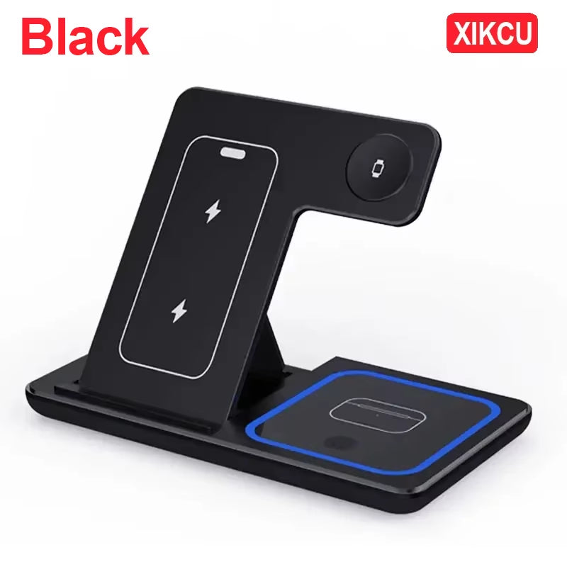 Foldable Wireless Charging Station for Iphone 16 15 14 13 12 Iwatch Ultra Airpods 4 Pro 3 in 1 Fast Charger Stand Dock