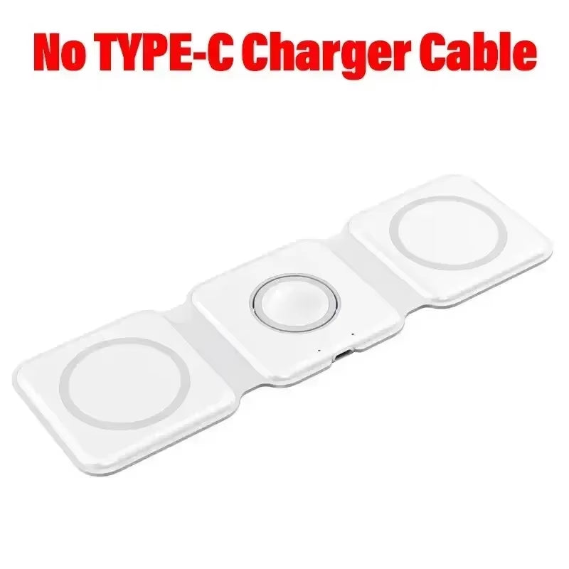 3 in 1 Magnetic Wireless Charger Dock Stand for Magsafe Iphone 16 15 14 13 12 Pro Max Apple Watch 10 9 8 7 Airpods Fast Charging
